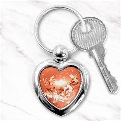 Amazing Flowers With Dragonflies Key Chains (heart)  by FantasyWorld7