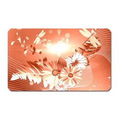 Amazing Flowers With Dragonflies Magnet (rectangular)