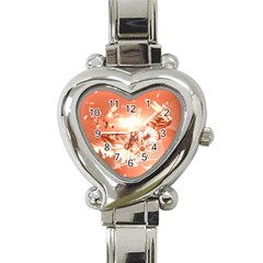 Amazing Flowers With Dragonflies Heart Italian Charm Watch by FantasyWorld7