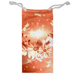 Amazing Flowers With Dragonflies Jewelry Bags