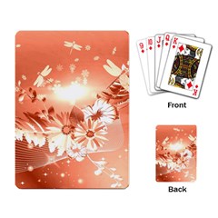 Amazing Flowers With Dragonflies Playing Card