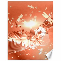 Amazing Flowers With Dragonflies Canvas 18  X 24  