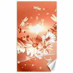 Amazing Flowers With Dragonflies Canvas 40  X 72  