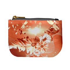 Amazing Flowers With Dragonflies Mini Coin Purses