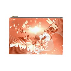 Amazing Flowers With Dragonflies Cosmetic Bag (large) 