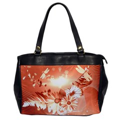 Amazing Flowers With Dragonflies Office Handbags