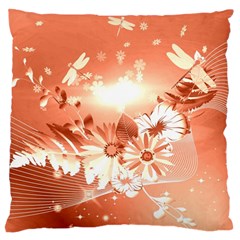 Amazing Flowers With Dragonflies Large Cushion Cases (one Side) 