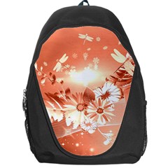 Amazing Flowers With Dragonflies Backpack Bag by FantasyWorld7