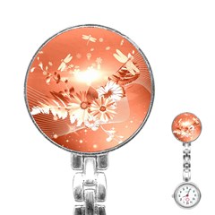 Amazing Flowers With Dragonflies Stainless Steel Nurses Watches