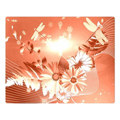 Amazing Flowers With Dragonflies Double Sided Flano Blanket (large) 