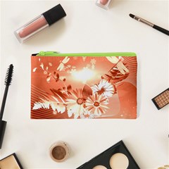 Amazing Flowers With Dragonflies Cosmetic Bag (xs)