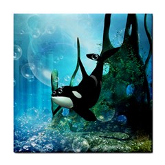 Orca Swimming In A Fantasy World Tile Coasters