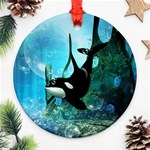 Orca Swimming In A Fantasy World Ornament (Round)  Front