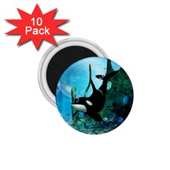 Orca Swimming In A Fantasy World 1 75  Magnets (10 Pack) 