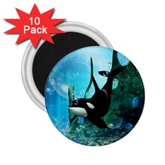 Orca Swimming In A Fantasy World 2 25  Magnets (10 Pack) 