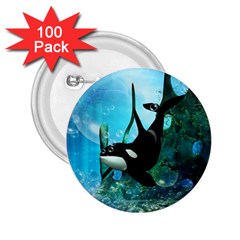 Orca Swimming In A Fantasy World 2 25  Buttons (100 Pack) 