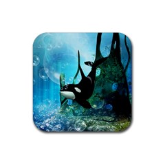 Orca Swimming In A Fantasy World Rubber Coaster (square) 