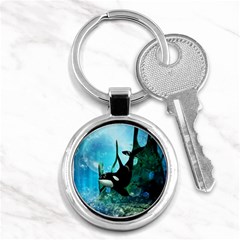 Orca Swimming In A Fantasy World Key Chains (round) 