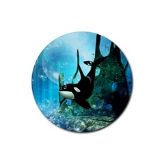 Orca Swimming In A Fantasy World Rubber Coaster (round) 