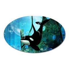 Orca Swimming In A Fantasy World Oval Magnet