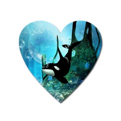 Orca Swimming In A Fantasy World Heart Magnet