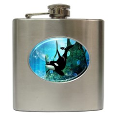 Orca Swimming In A Fantasy World Hip Flask (6 Oz)