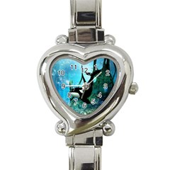 Orca Swimming In A Fantasy World Heart Italian Charm Watch