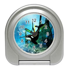 Orca Swimming In A Fantasy World Travel Alarm Clocks