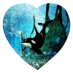 Orca Swimming In A Fantasy World Jigsaw Puzzle (heart)