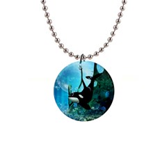 Orca Swimming In A Fantasy World Button Necklaces