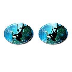 Orca Swimming In A Fantasy World Cufflinks (oval) by FantasyWorld7