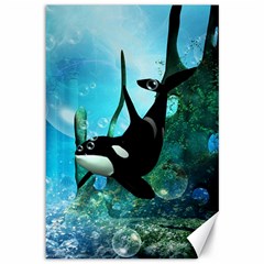 Orca Swimming In A Fantasy World Canvas 12  X 18  