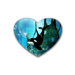 Orca Swimming In A Fantasy World Heart Coaster (4 Pack) 