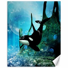 Orca Swimming In A Fantasy World Canvas 11  X 14  