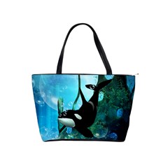 Orca Swimming In A Fantasy World Shoulder Handbags