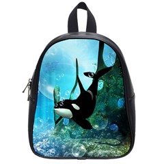 Orca Swimming In A Fantasy World School Bags (small) 