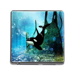 Orca Swimming In A Fantasy World Memory Card Reader (square)