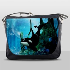 Orca Swimming In A Fantasy World Messenger Bags by FantasyWorld7