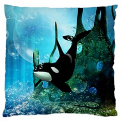 Orca Swimming In A Fantasy World Large Cushion Cases (one Side) 