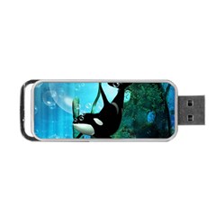 Orca Swimming In A Fantasy World Portable Usb Flash (one Side)