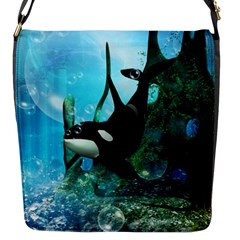 Orca Swimming In A Fantasy World Flap Messenger Bag (s)