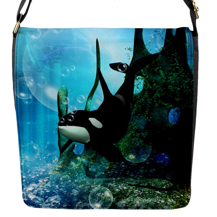 Orca Swimming In A Fantasy World Flap Messenger Bag (S)