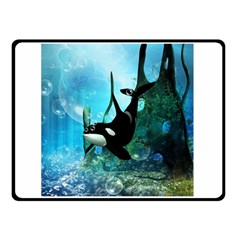 Orca Swimming In A Fantasy World Double Sided Fleece Blanket (small) 