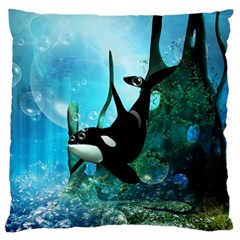 Orca Swimming In A Fantasy World Standard Flano Cushion Cases (two Sides) 