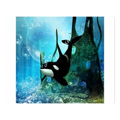 Orca Swimming In A Fantasy World Double Sided Flano Blanket (large) 