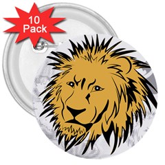 Lion 3  Buttons (10 Pack)  by EnjoymentArt