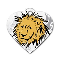 Lion Dog Tag Heart (one Side)