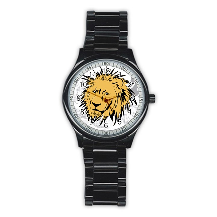 Lion Stainless Steel Round Watches