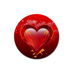 Heart Rubber Round Coaster (4 Pack) 