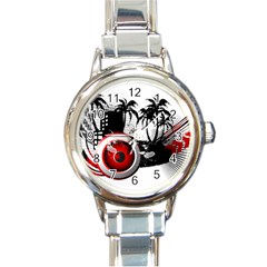 Music, Speaker Round Italian Charm Watches by EnjoymentArt